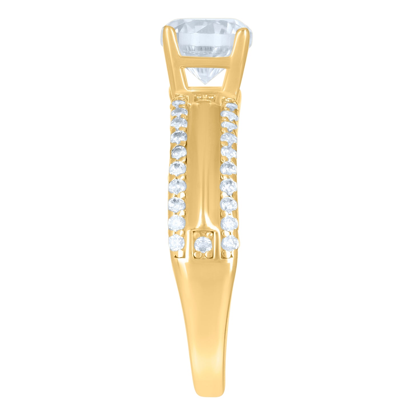 10K Yellow Gold Womens Cubic-Zirconia Bridal Engagement Ring