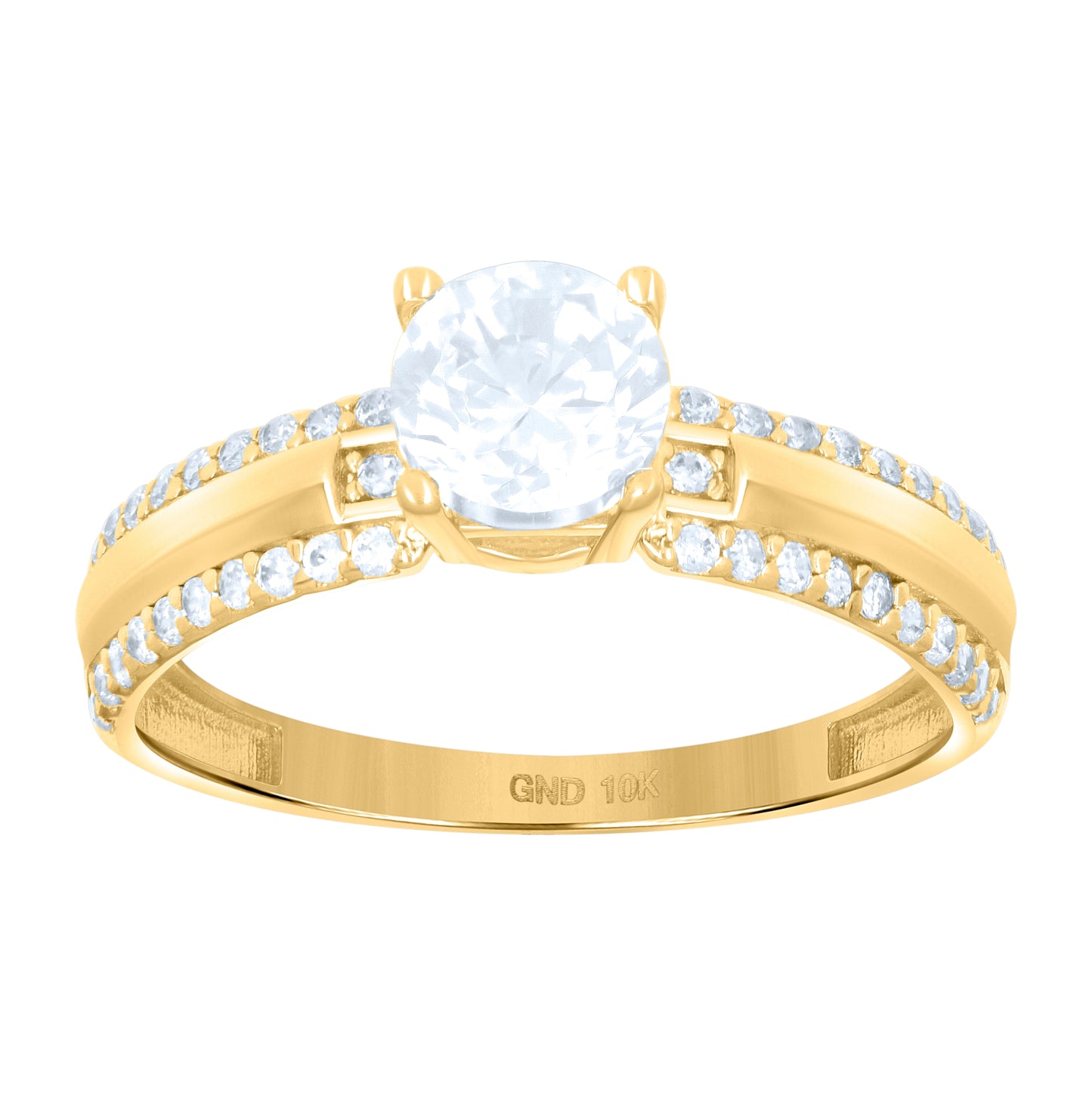 10K Yellow Gold Womens Cubic-Zirconia Bridal Engagement Ring