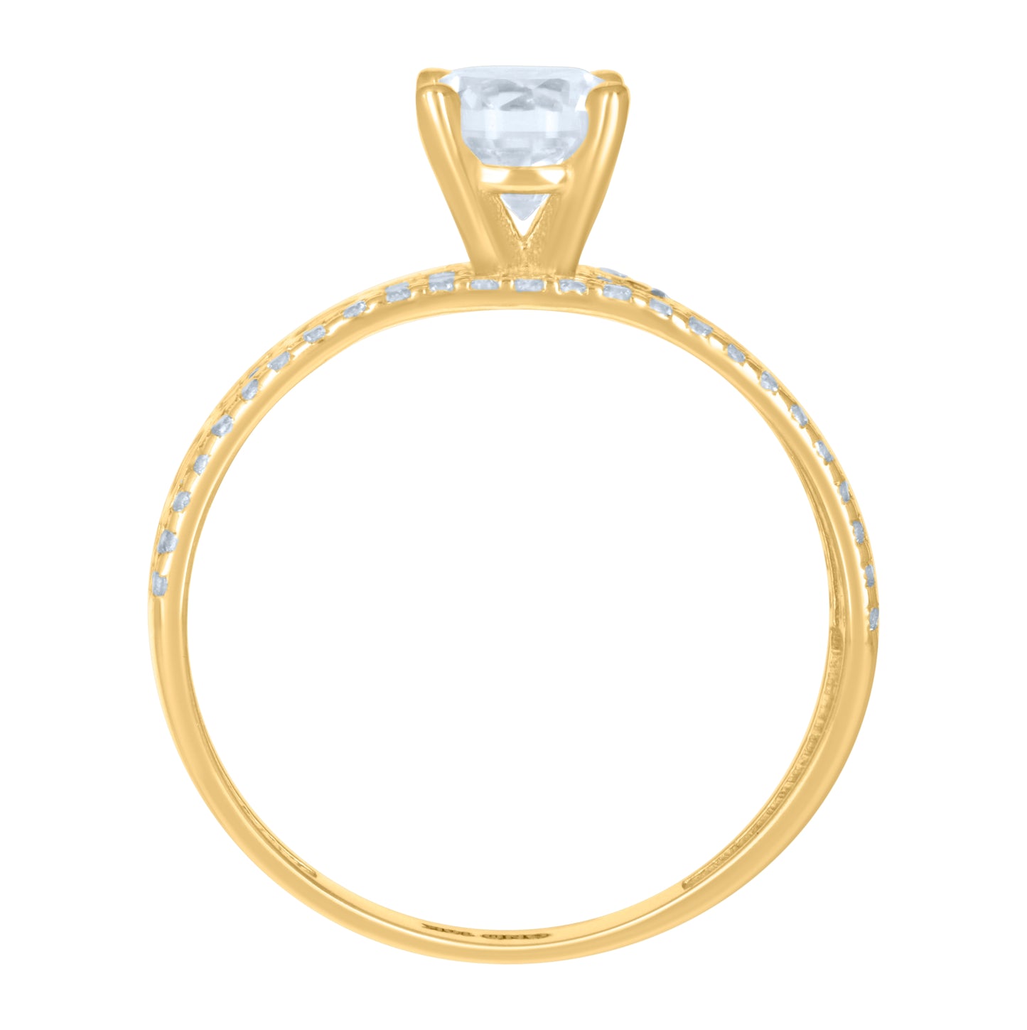 10K Yellow Gold Womens Cubic-Zirconia Bridal Engagement Ring