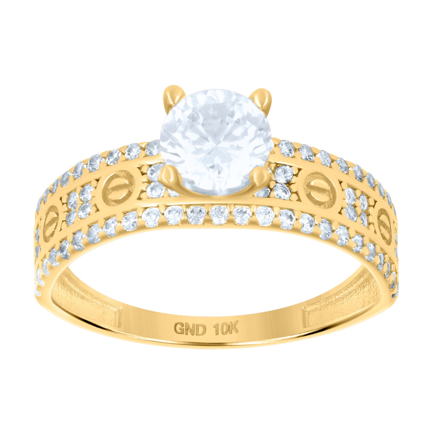 10K Yellow Gold Womens Cubic-Zirconia Bridal Engagement Ring