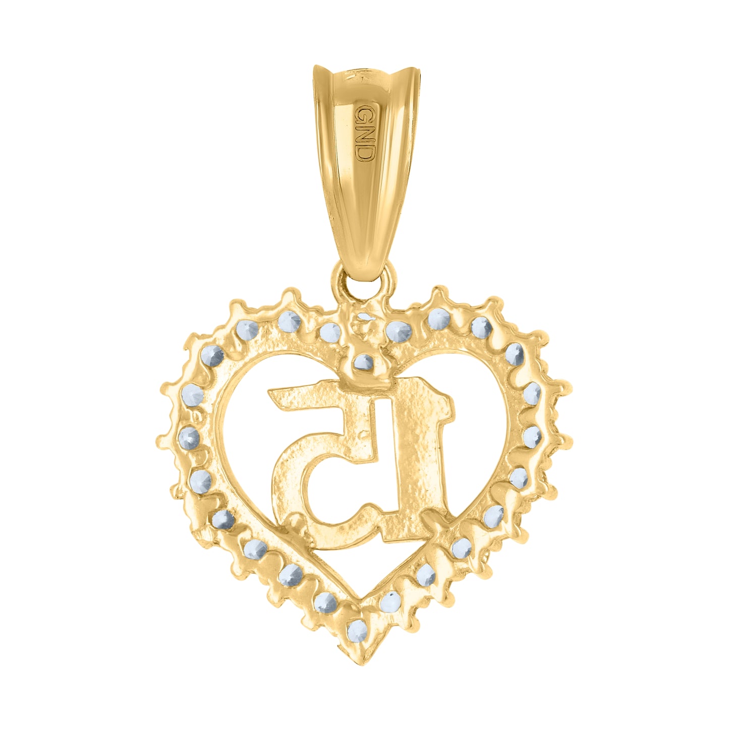 10K Yellow Gold Womens Cubic-Zirconia Anos 15 Heart Quinceanera Charm Pendant