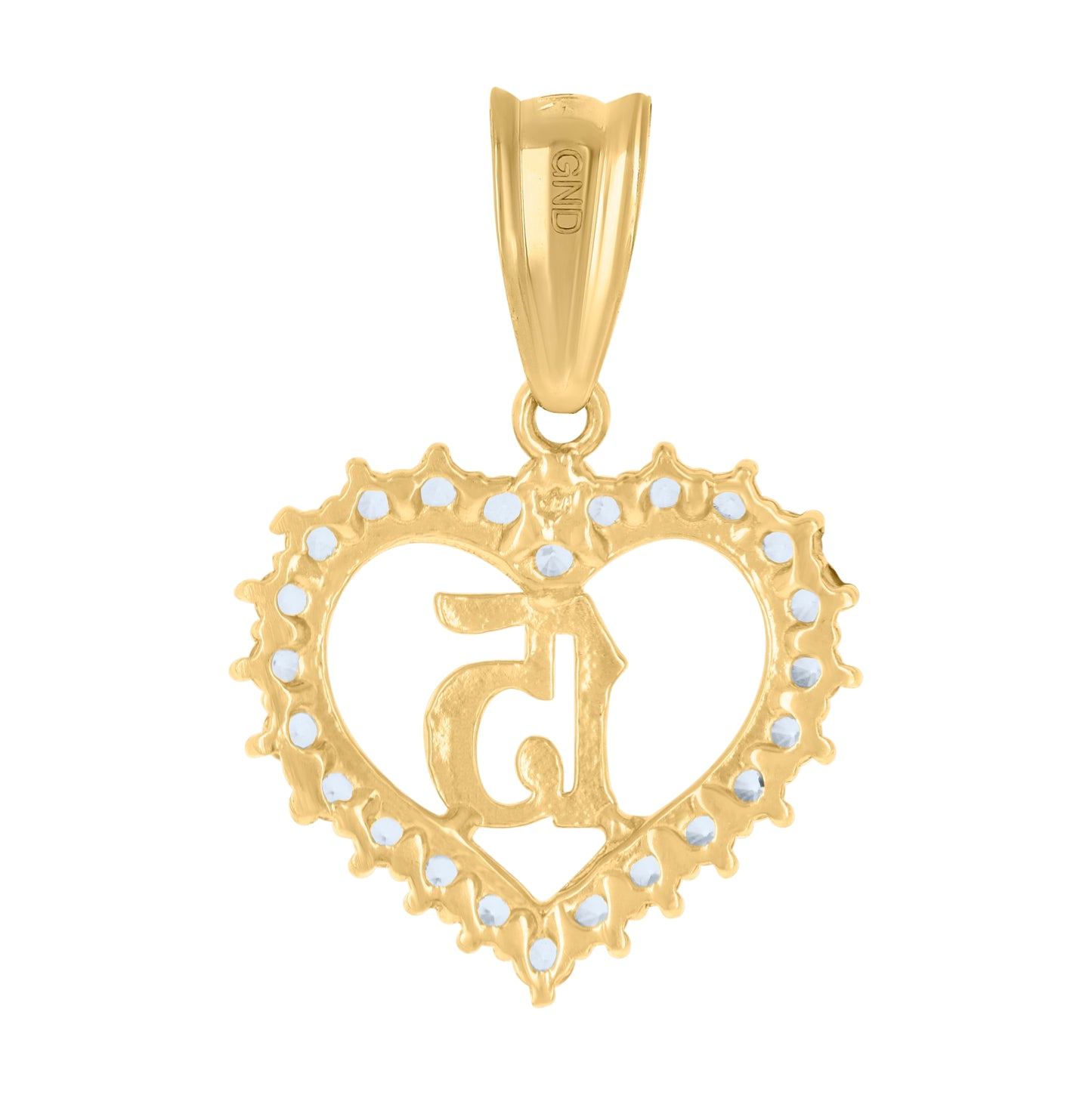 10K Yellow Gold Womens Cubic-Zirconia Anos 15 Heart Quinceanera Charm Pendant