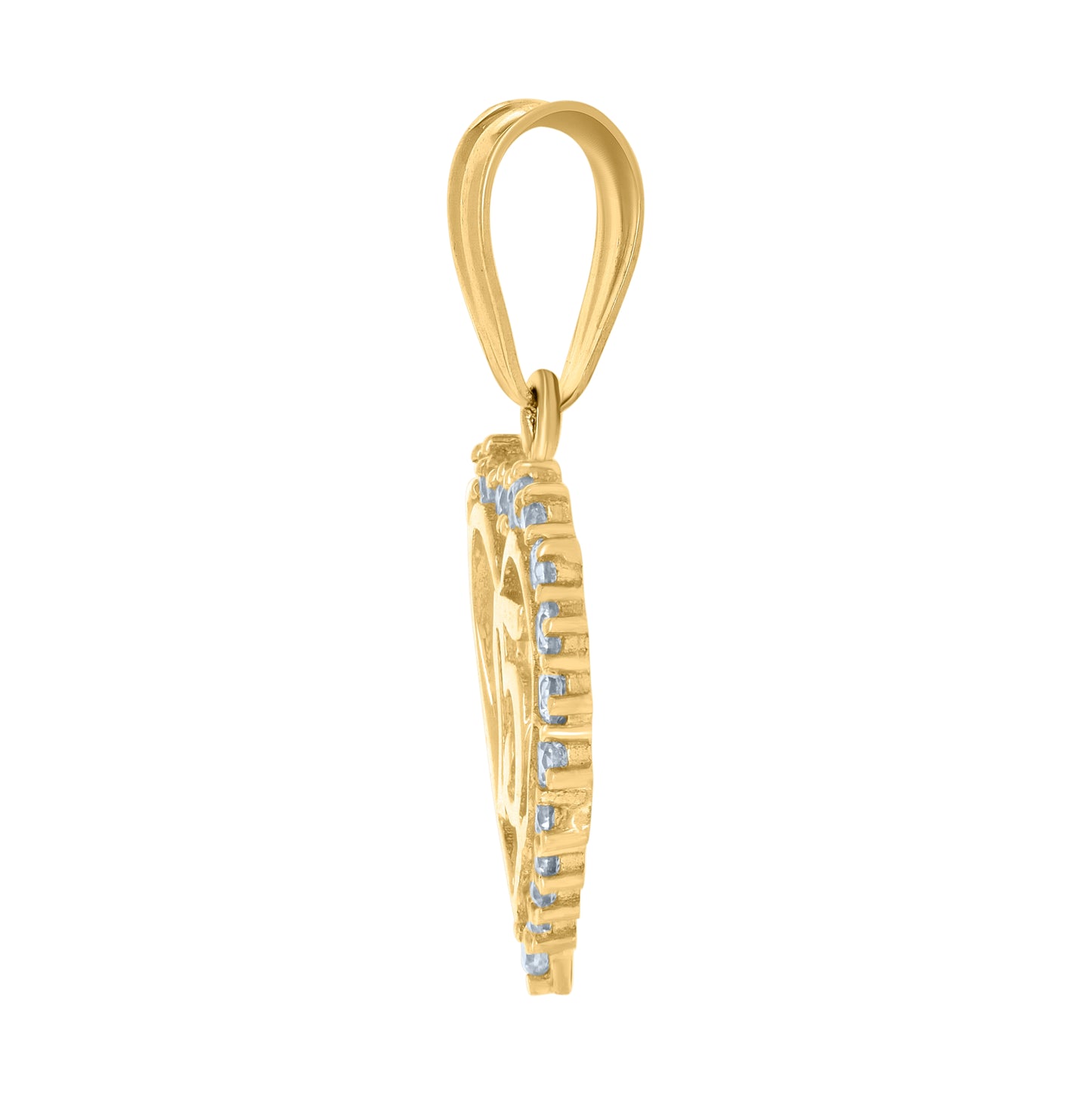 10K Yellow Gold Womens Cubic-Zirconia Anos 15 Heart Quinceanera Charm Pendant
