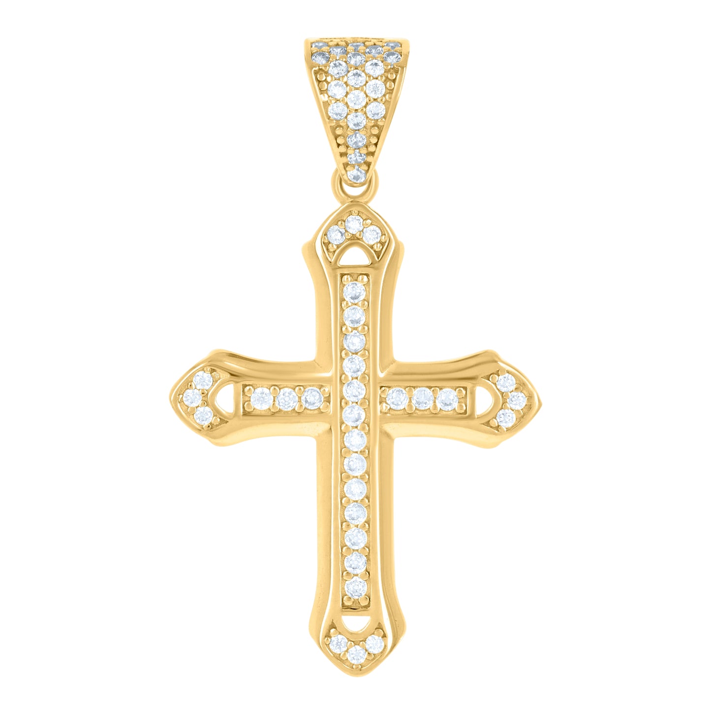 10K Yellow Gold Mens Cubic-Zirconia Cross Religious Charm Pendant