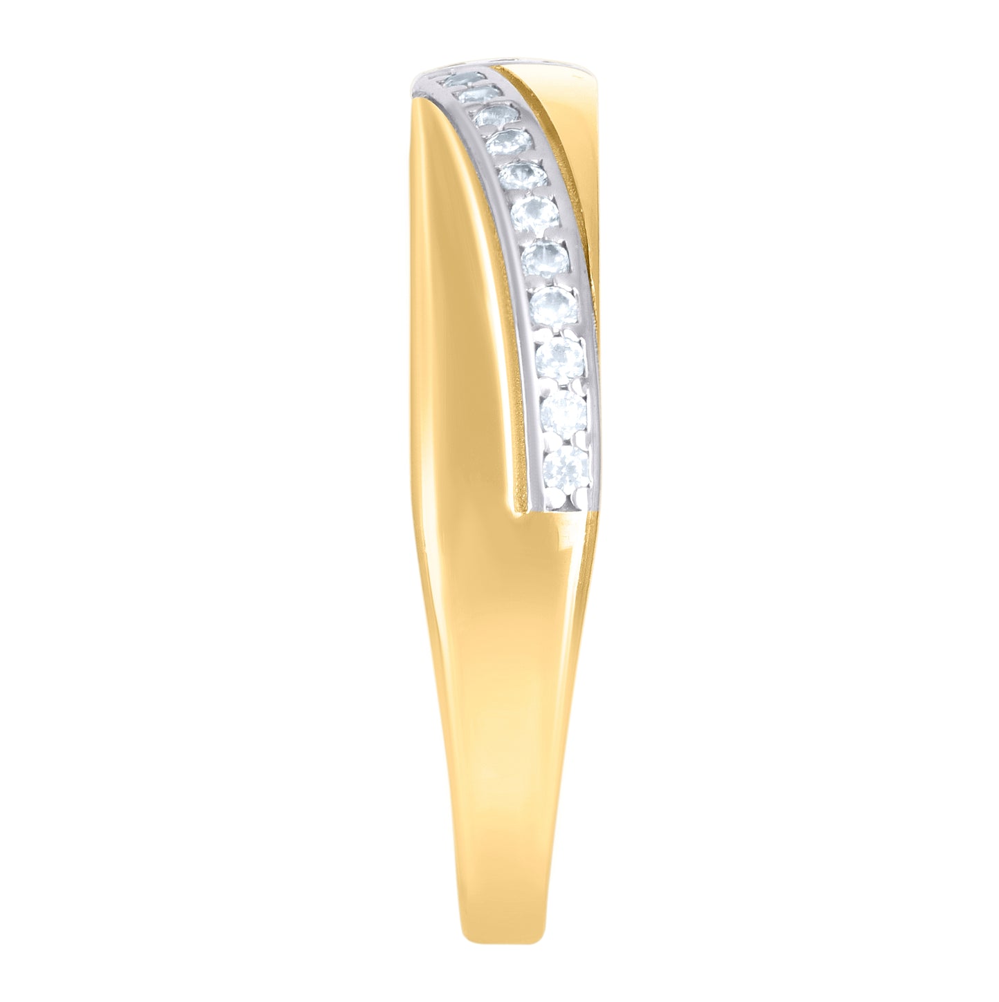 10K Two-tone Gold Womens Cubic-Zirconia Fashion Ring