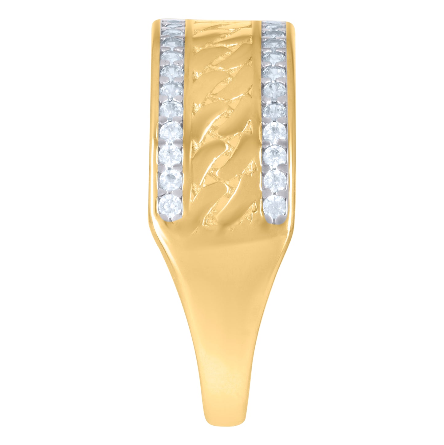 10K Two-tone Gold Womens Cubic-Zirconia Fashion Ring