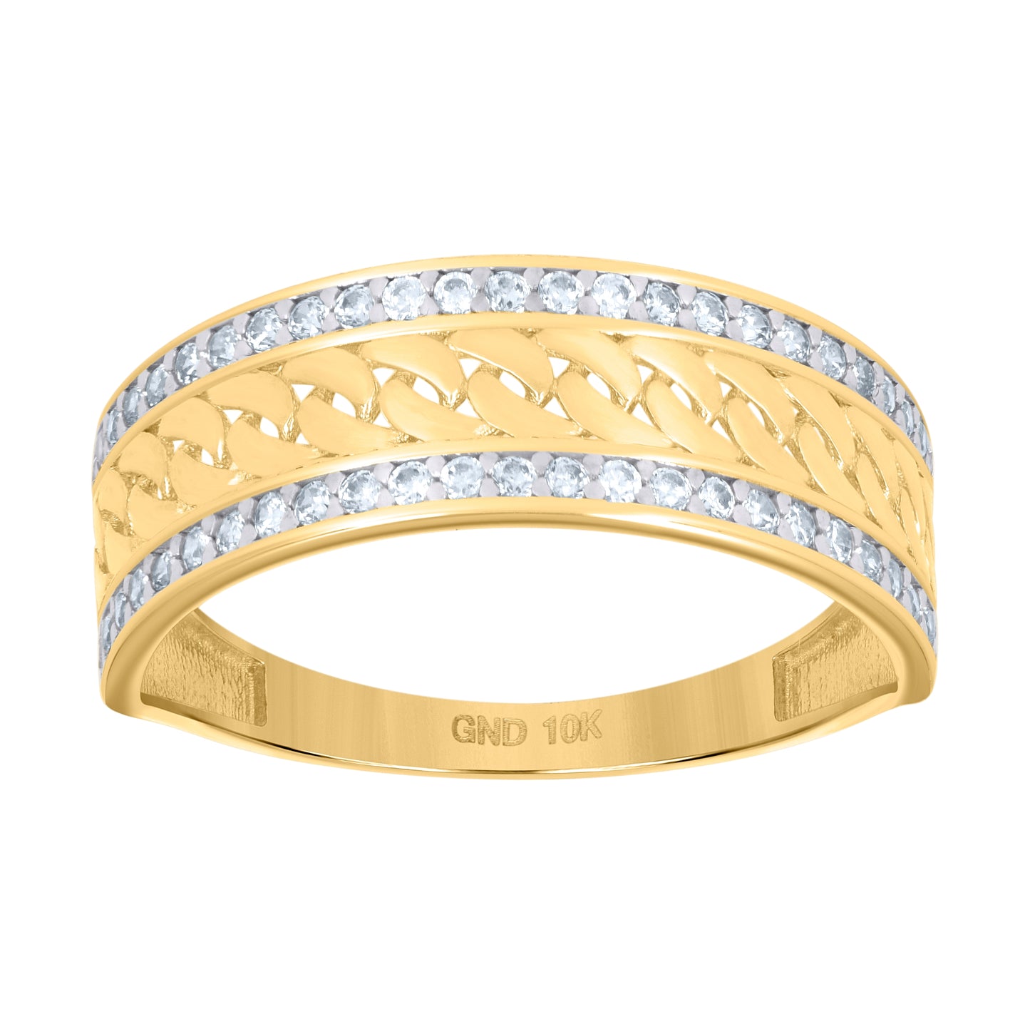 10K Two-tone Gold Womens Cubic-Zirconia Fashion Ring