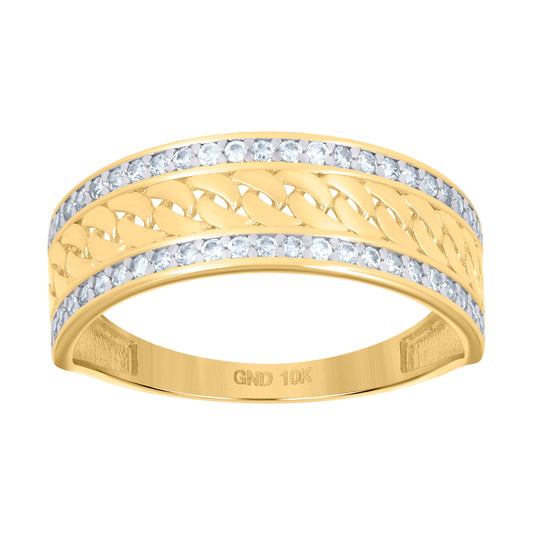 10K Two-tone Gold Womens Cubic-Zirconia Fashion Ring