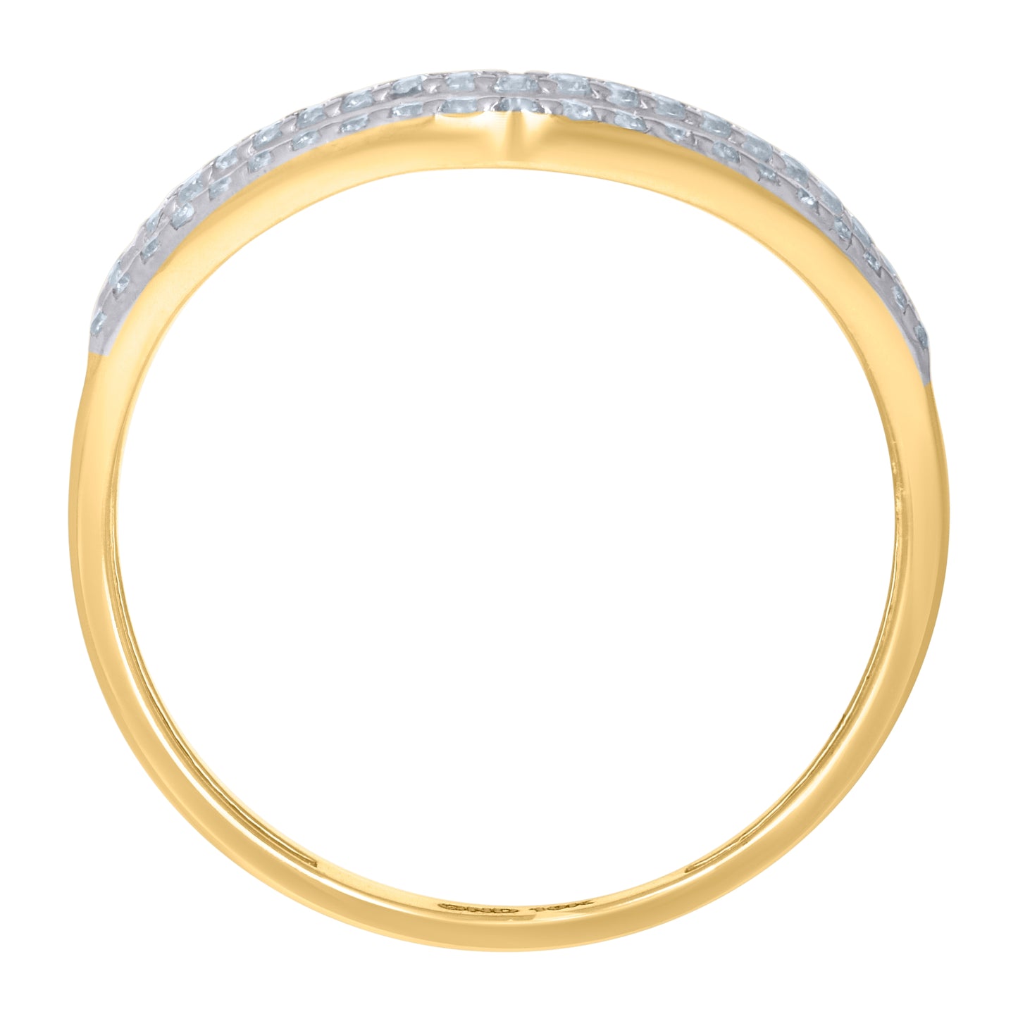 10K Two-tone Gold Womens Cubic-Zirconia Hearts Ring