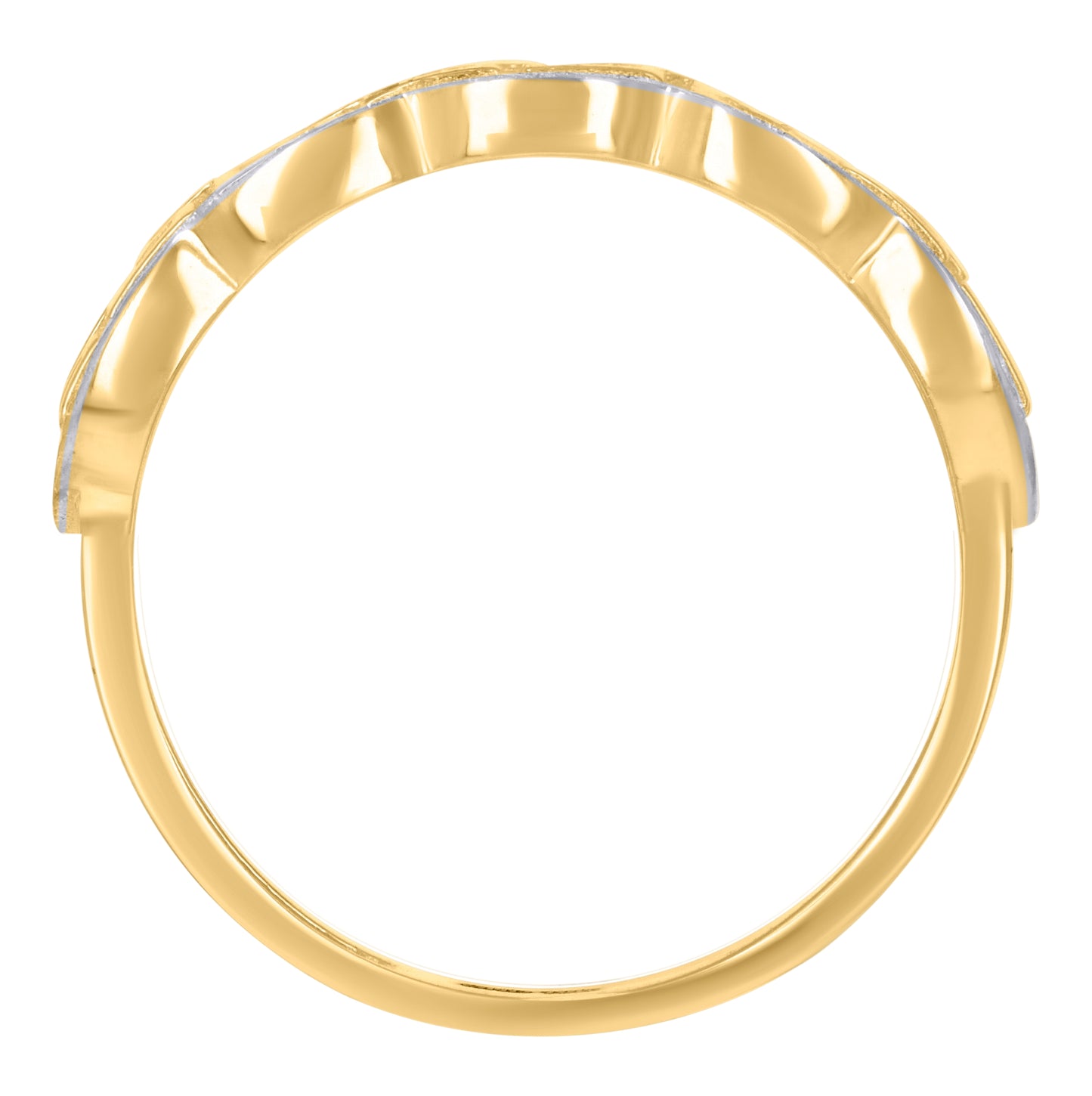 10K Two-tone Gold Womens Cubic-Zirconia Greek Key Fashion Ring