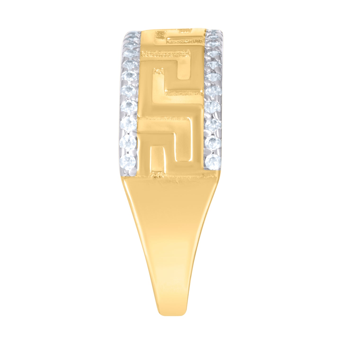 10K Two-tone Gold Womens Cubic-Zirconia Greek Key Fashion Ring