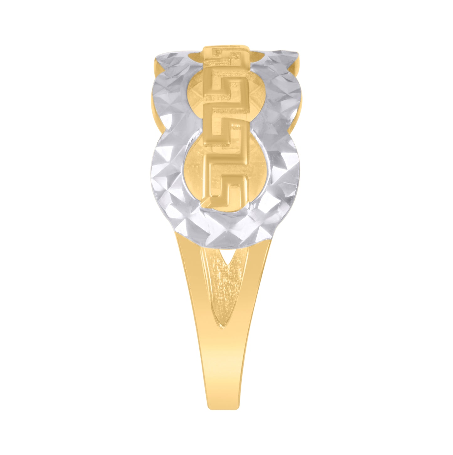 10K Two-tone Gold Womens Greek Key Fashion Ring
