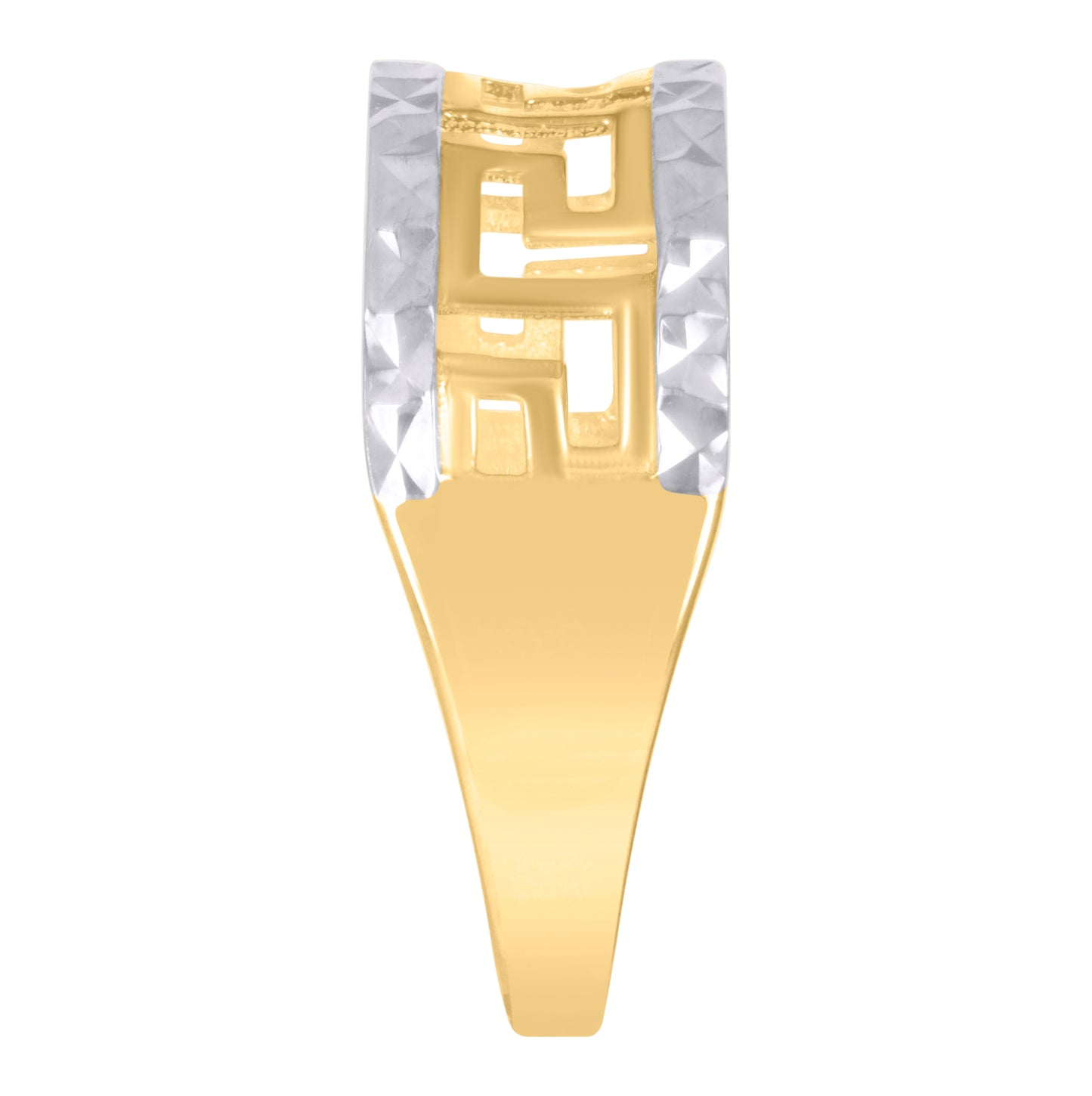 10K Two-tone Gold Womens Greek Key Fashion Ring