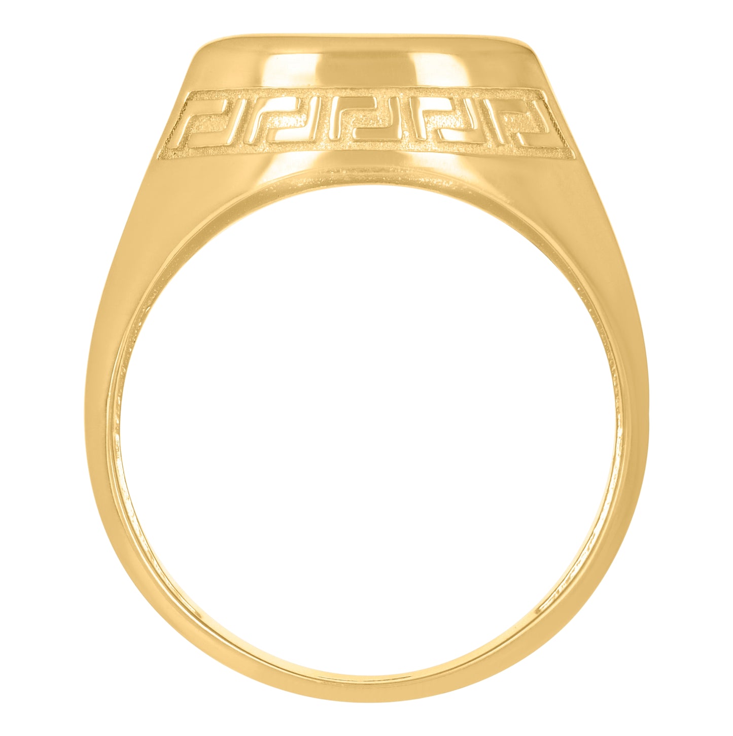 10K Two-tone Gold Mens Cubic-Zirconia Greek Key Fashion Ring