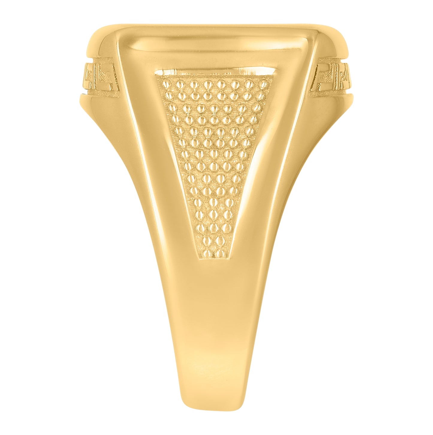 10K Two-tone Gold Mens Cubic-Zirconia Greek Key Fashion Ring