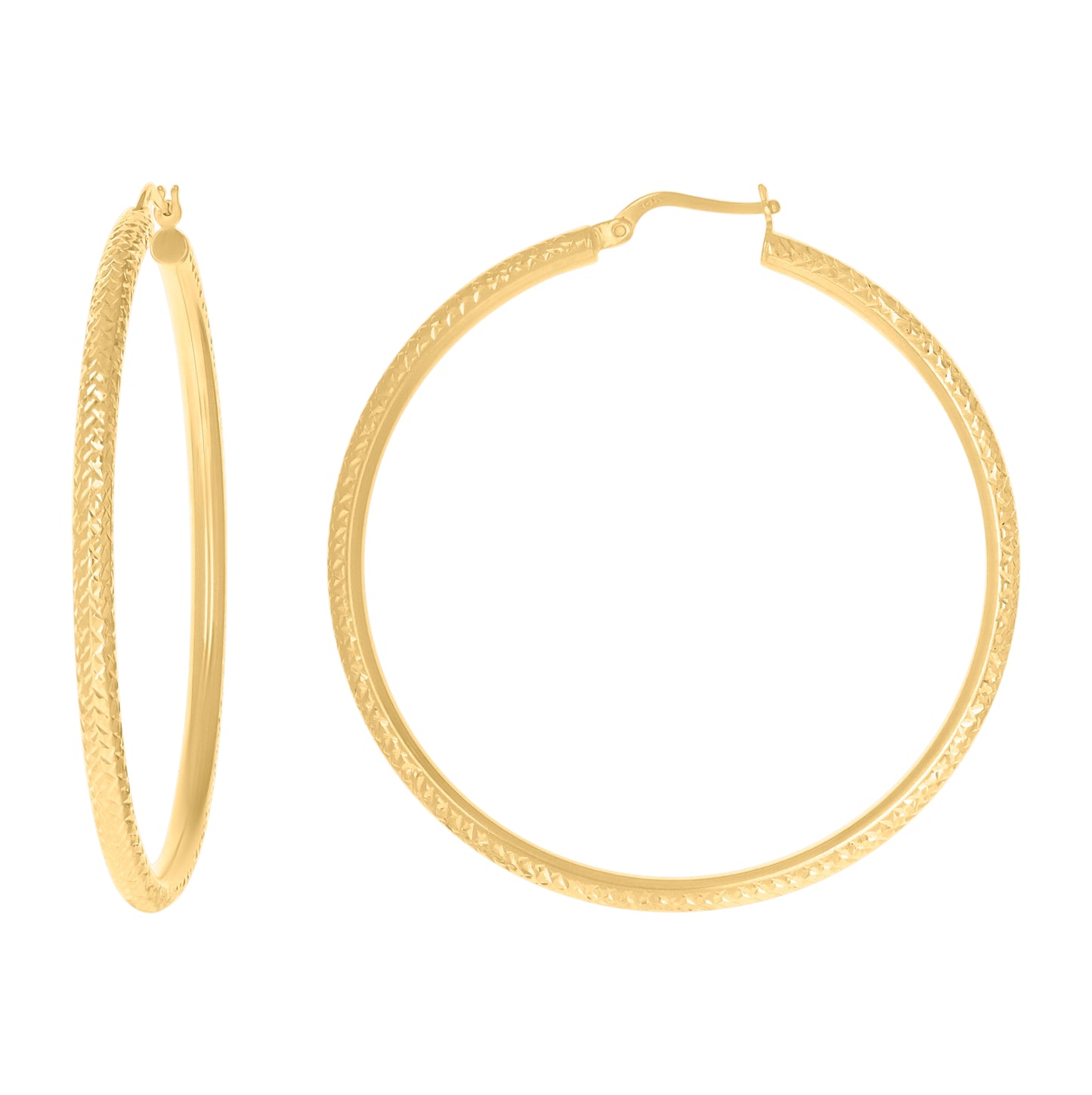 14K Yellow Gold Womens Round Tube Hoop Earrings