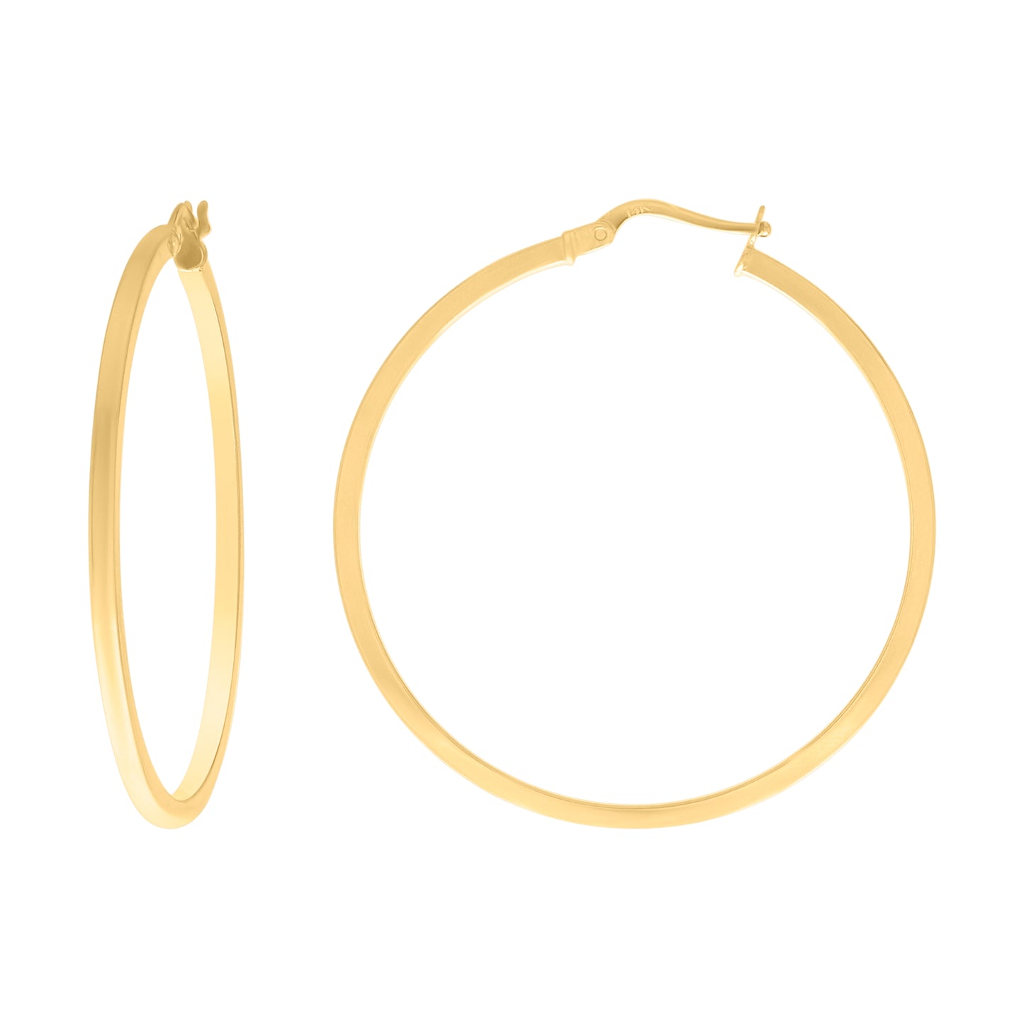 14K Yellow Gold Womens Round Tube Hoop Earrings