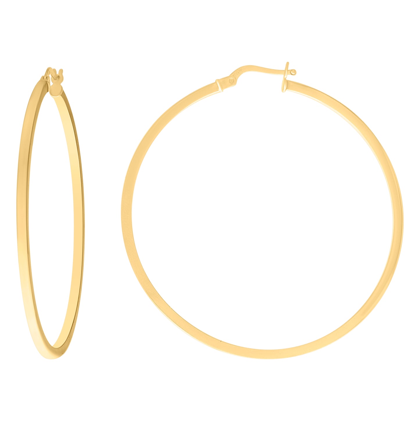 14K Yellow Gold Womens Round Tube Hoop Earrings