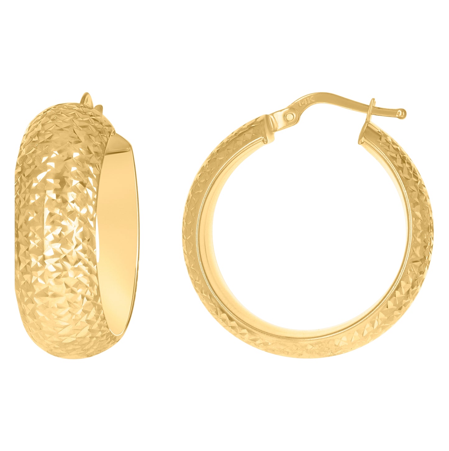 14K Yellow Gold Womens Half Round Tube Hoop Earrings