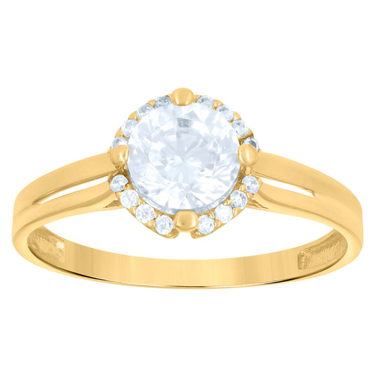 14K Yellow Gold Womens Cubic-Zirconia Fashion Ring