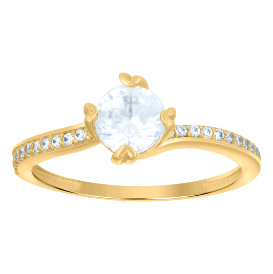 14K Yellow Gold Womens Cubic-Zirconia Engagement Ring