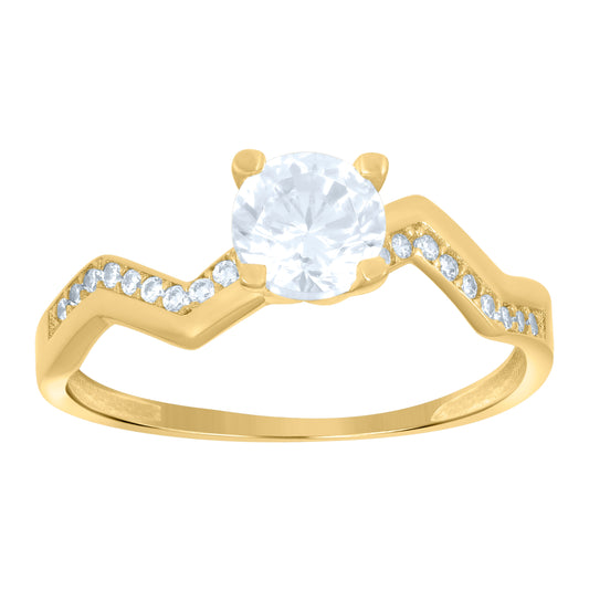 14K Yellow Gold Womens Cubic-Zirconia Fashion Ring