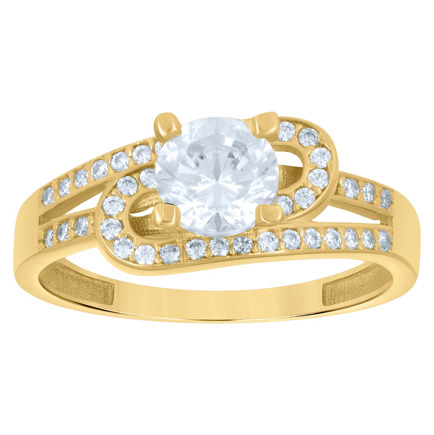 14K Yellow Gold Womens Cubic-Zirconia Fashion Ring