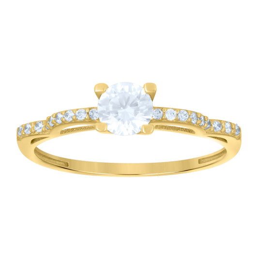 14K Yellow Gold Womens Cubic-Zirconia Fashion Ring