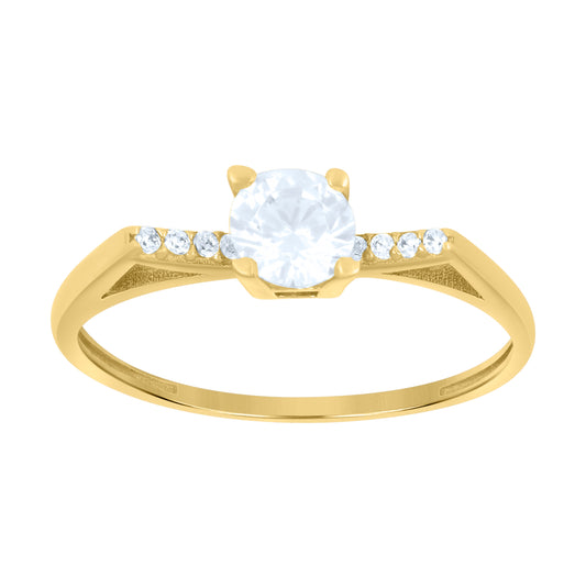14K Yellow Gold Womens Cubic-Zirconia Fashion Ring