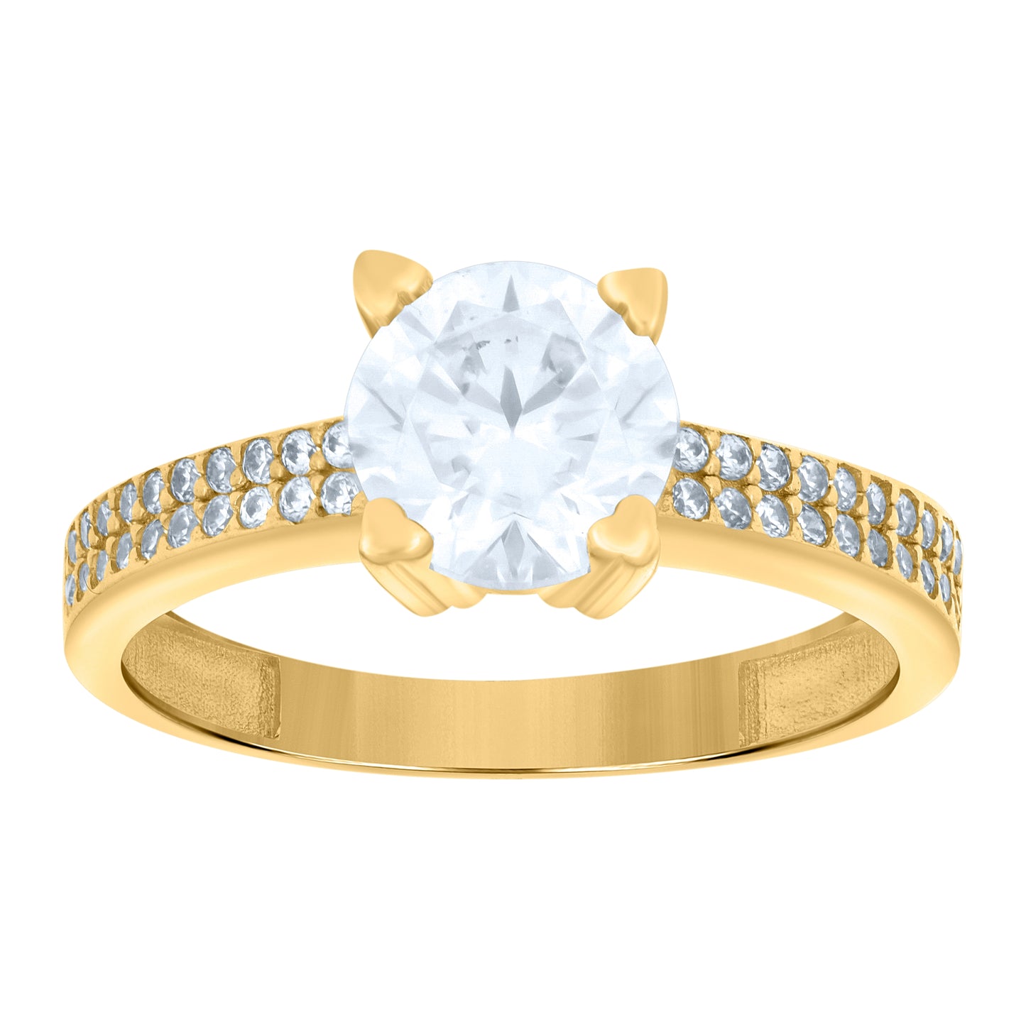 14K Yellow Gold Womens Cubic-Zirconia Fashion Ring