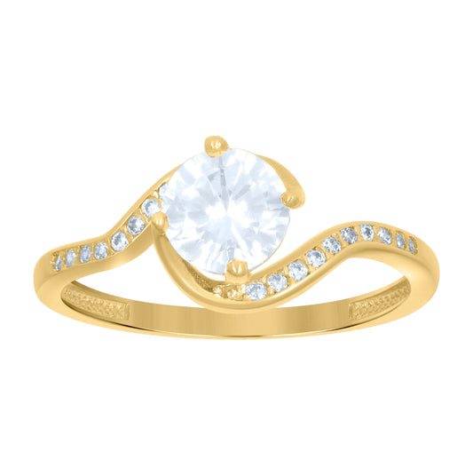 14K Yellow Gold Womens Cubic-Zirconia Engagement Ring