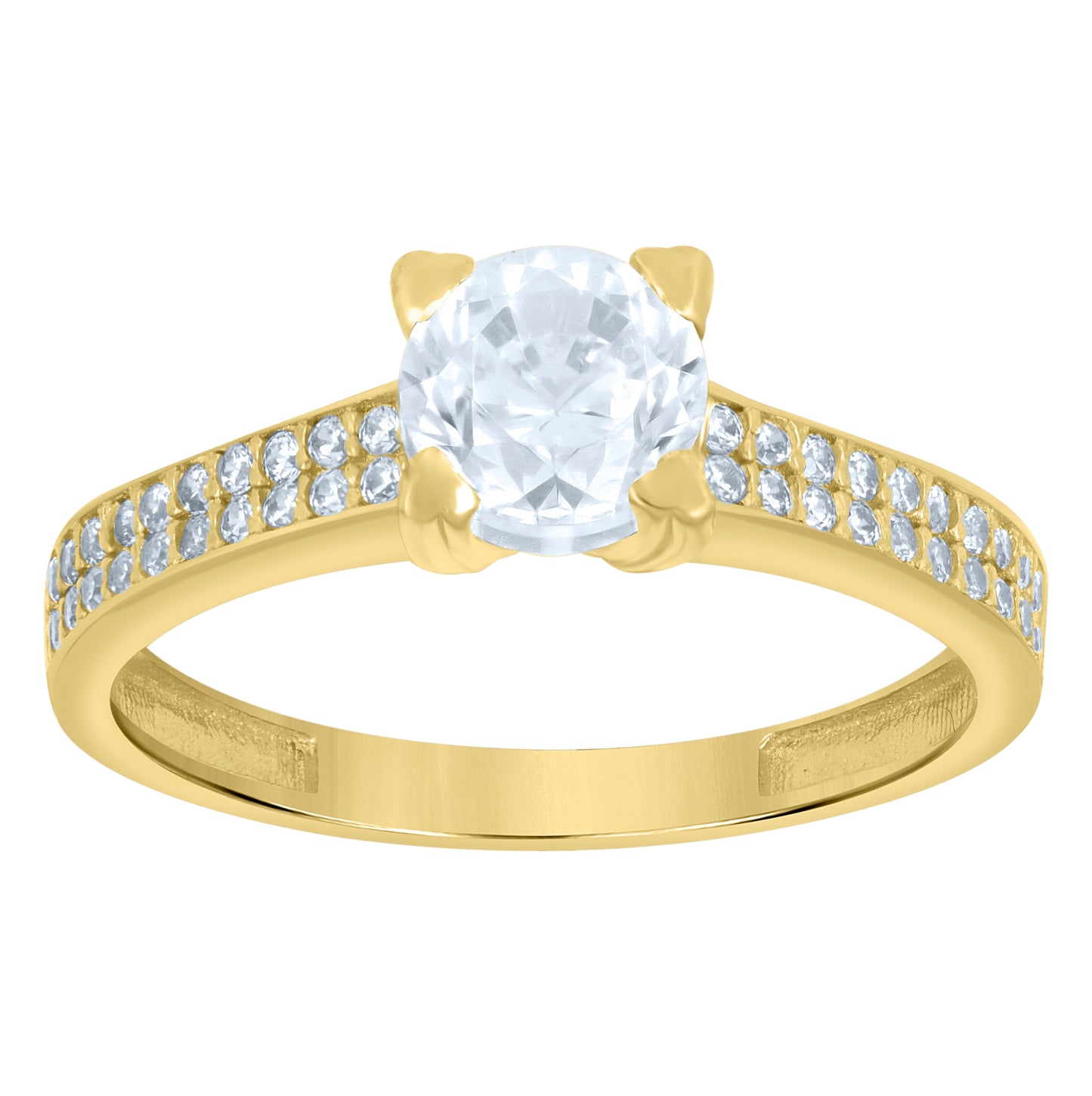 10K Yellow Gold Womens Cubic-Zirconia Engagement Ring