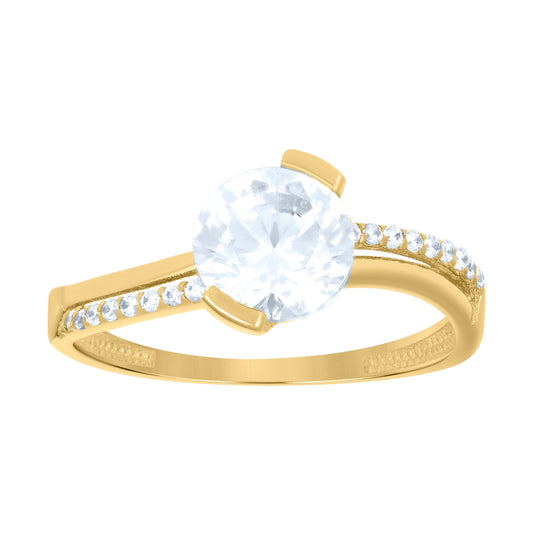 14K Yellow Gold Womens Cubic-Zirconia Fashion Ring
