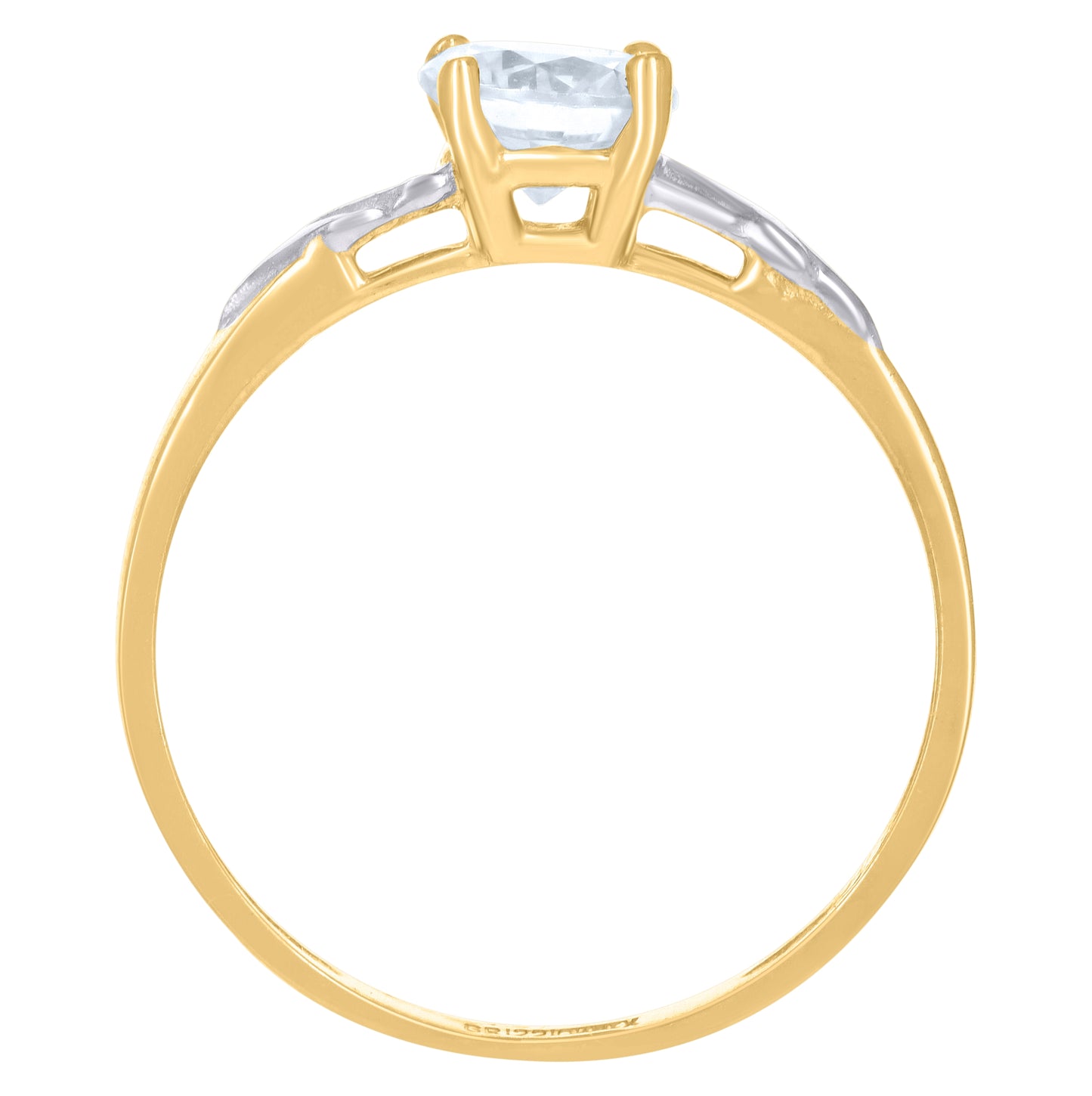 10K Two-tone Gold Womens Cubic-Zirconia Engagement Ring