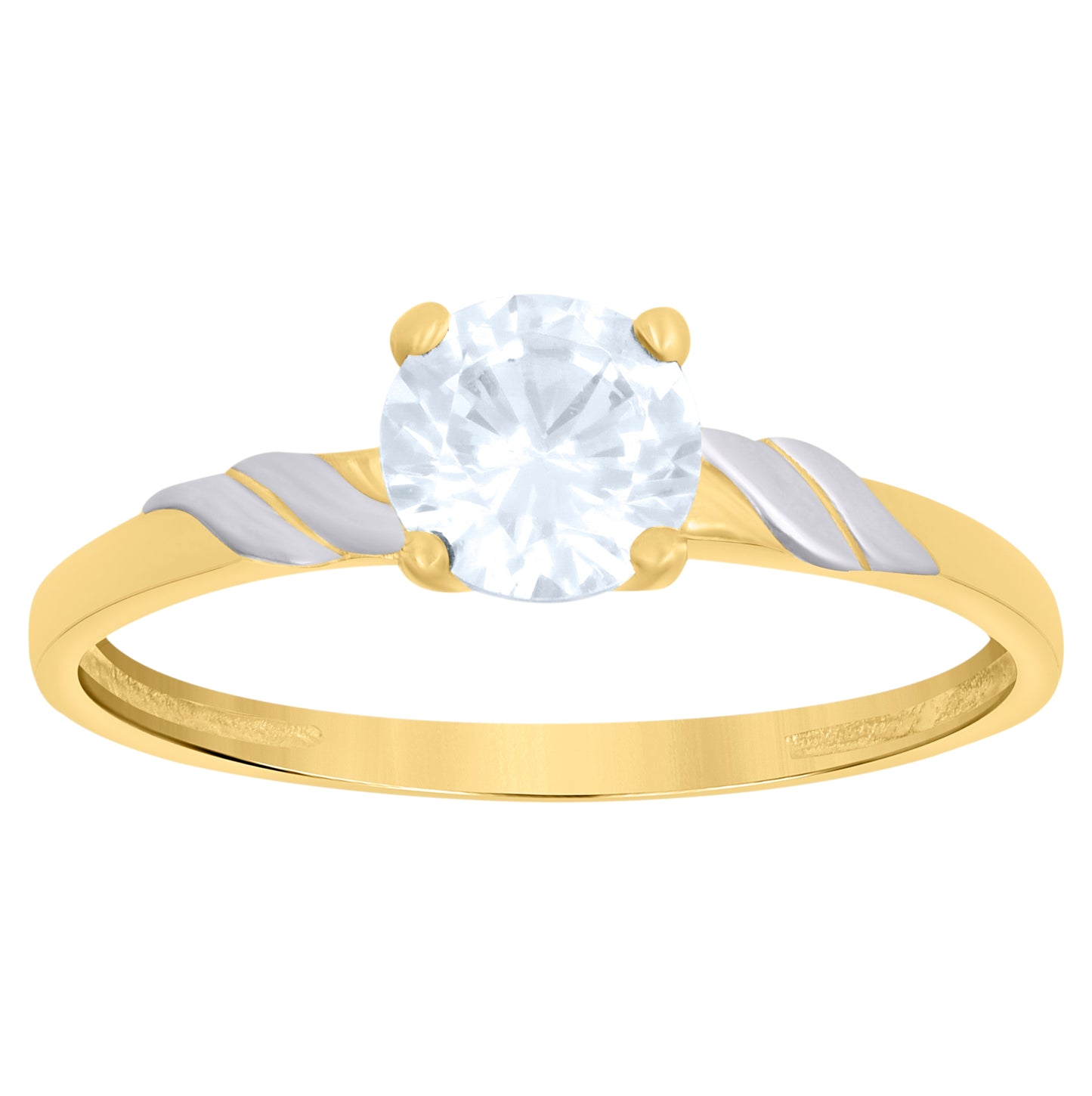 10K Two-tone Gold Womens Cubic-Zirconia Engagement Ring