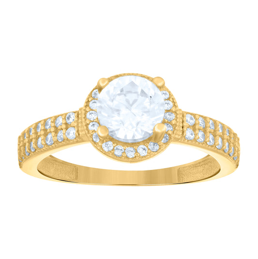 14K Yellow Gold Womens Cubic-Zirconia Fashion Ring