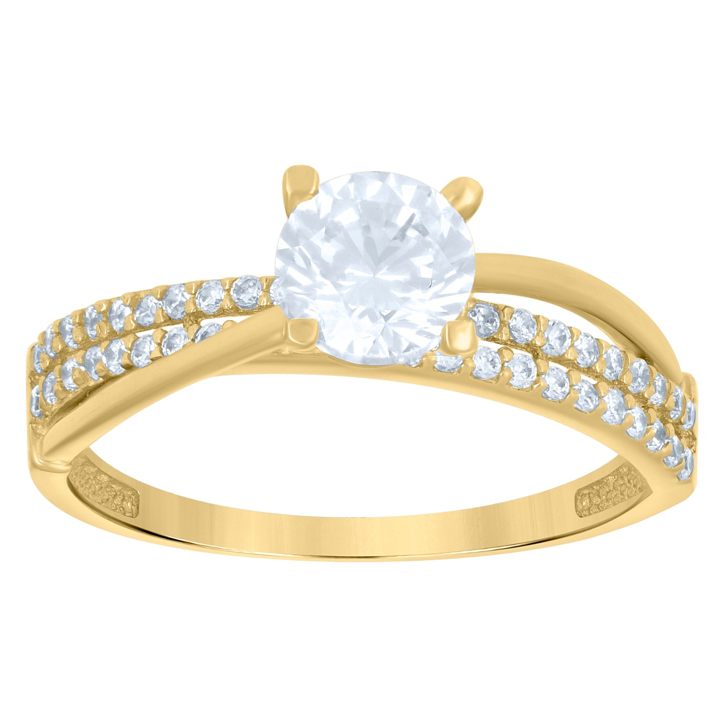 14K Yellow Gold Womens Cubic-Zirconia Fashion Ring