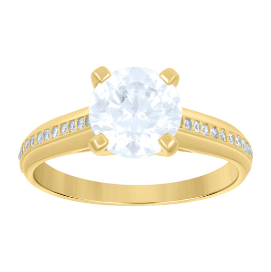 14K Yellow Gold Womens Cubic-Zirconia Fashion Ring