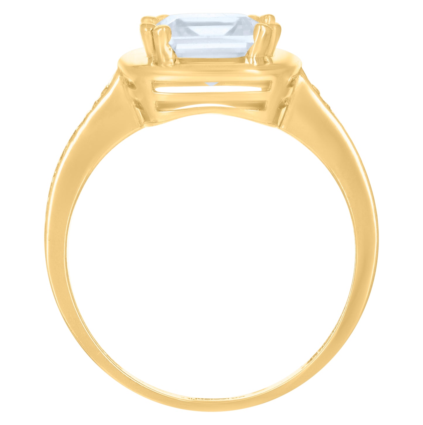 10K Yellow Gold Womens Cushion-Cut Round Cubic-Zirconia Fashion Ring