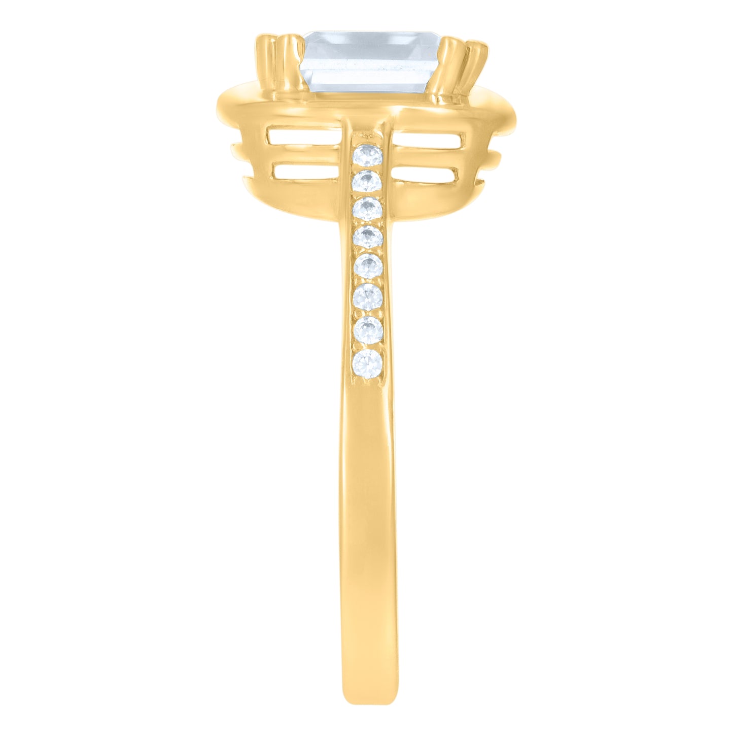 10K Yellow Gold Womens Cushion-Cut Round Cubic-Zirconia Fashion Ring
