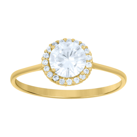 14K Yellow Gold Womens Cubic-Zirconia Engagement Ring