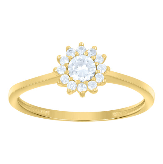 14K Yellow Gold Womens Cubic-Zirconia Engagement Ring