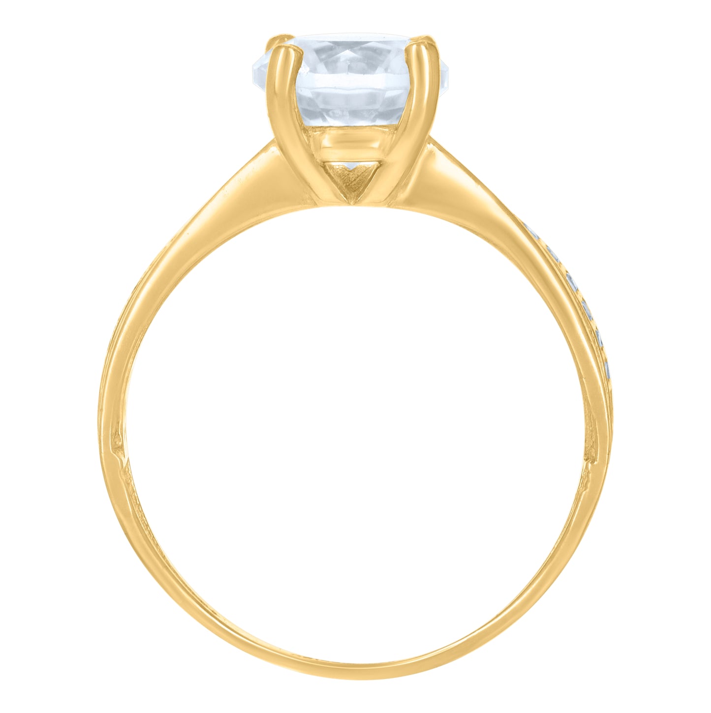10K Yellow Gold Womens Cubic-Zirconia Engagement Ring