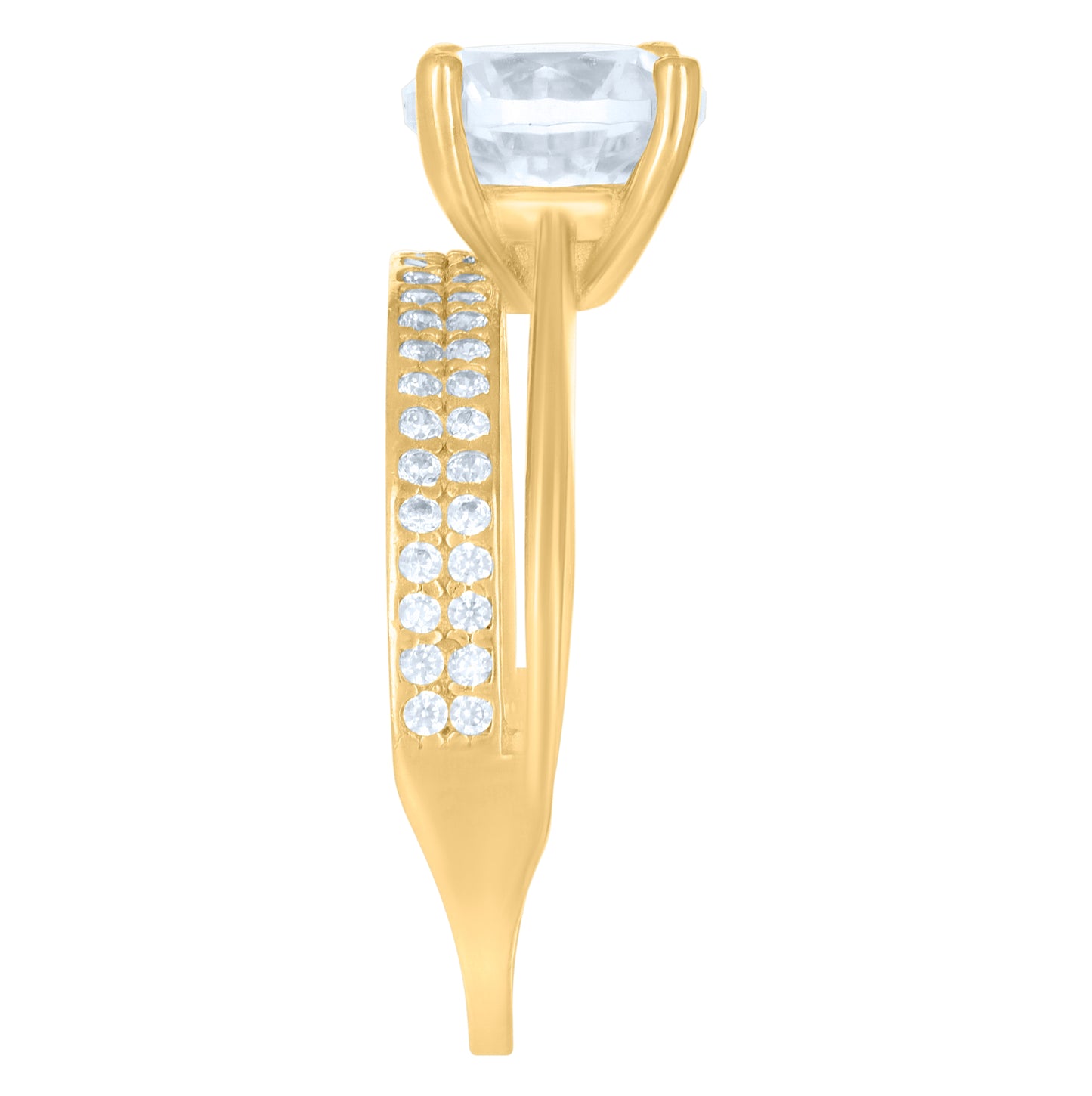 10K Yellow Gold Womens Cubic-Zirconia Engagement Ring