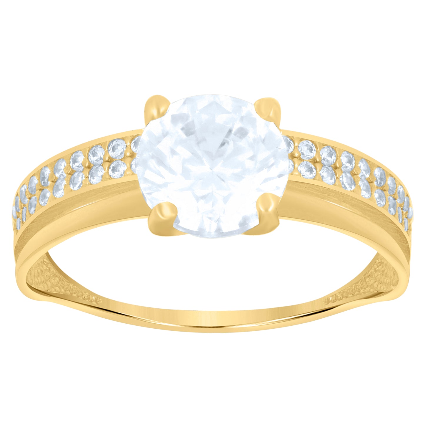 10K Yellow Gold Womens Cubic-Zirconia Engagement Ring