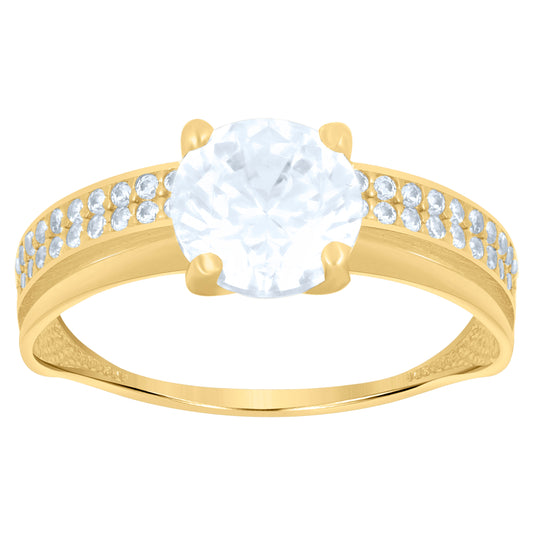 10K Yellow Gold Womens Cubic-Zirconia Engagement Ring