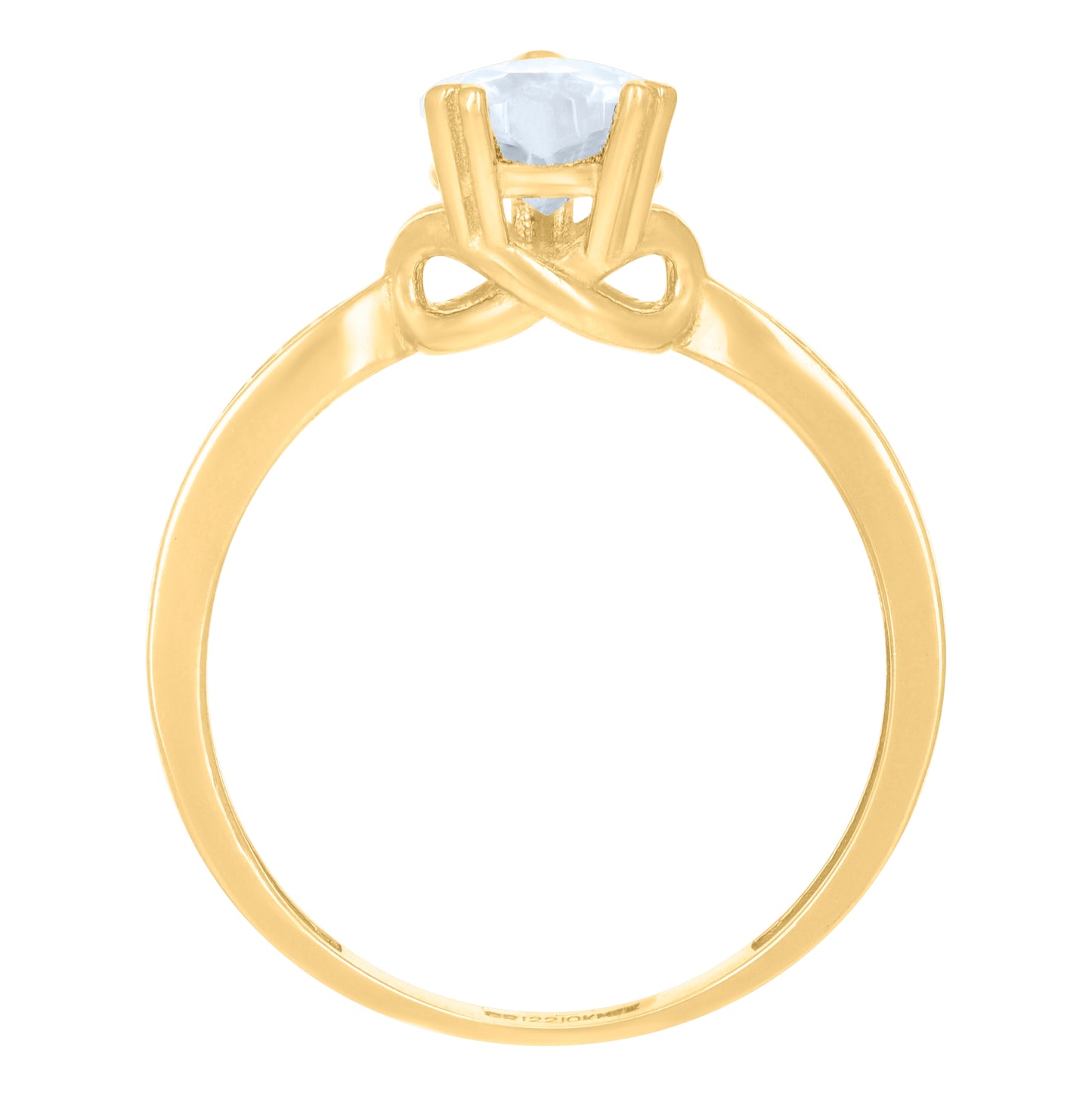 10K Yellow Gold Womens Heart Round Cubic-Zirconia Heart Engagement Ring