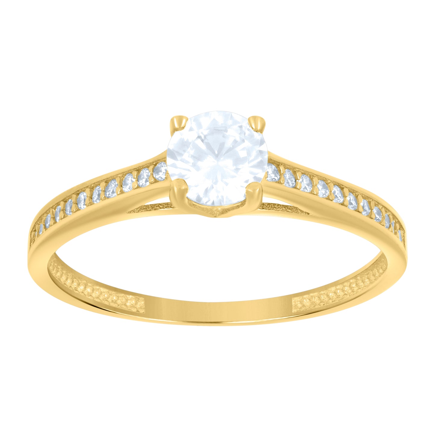 14K Yellow Gold Womens Cubic-Zirconia Engagement Ring