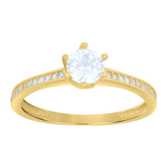 14K Yellow Gold Womens Cubic-Zirconia Fashion Ring