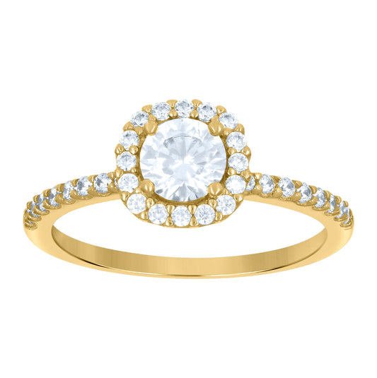 14K Yellow Gold Womens Cubic-Zirconia Heart Engagement Ring